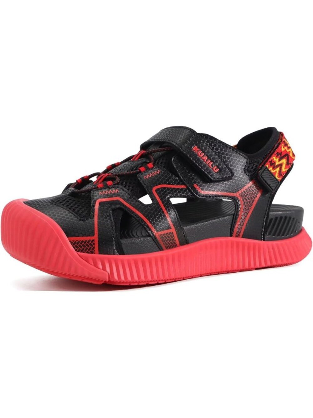 Women's Black And Red Comfortable Plantar Fasciitis Arch Orthopedic Sandal Shoes